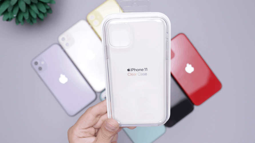 Person holding a new clear case for iPhone11