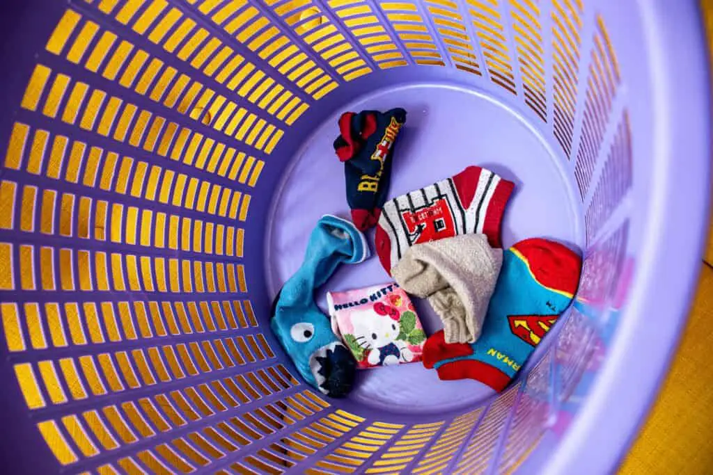 Socks on a laundry basket