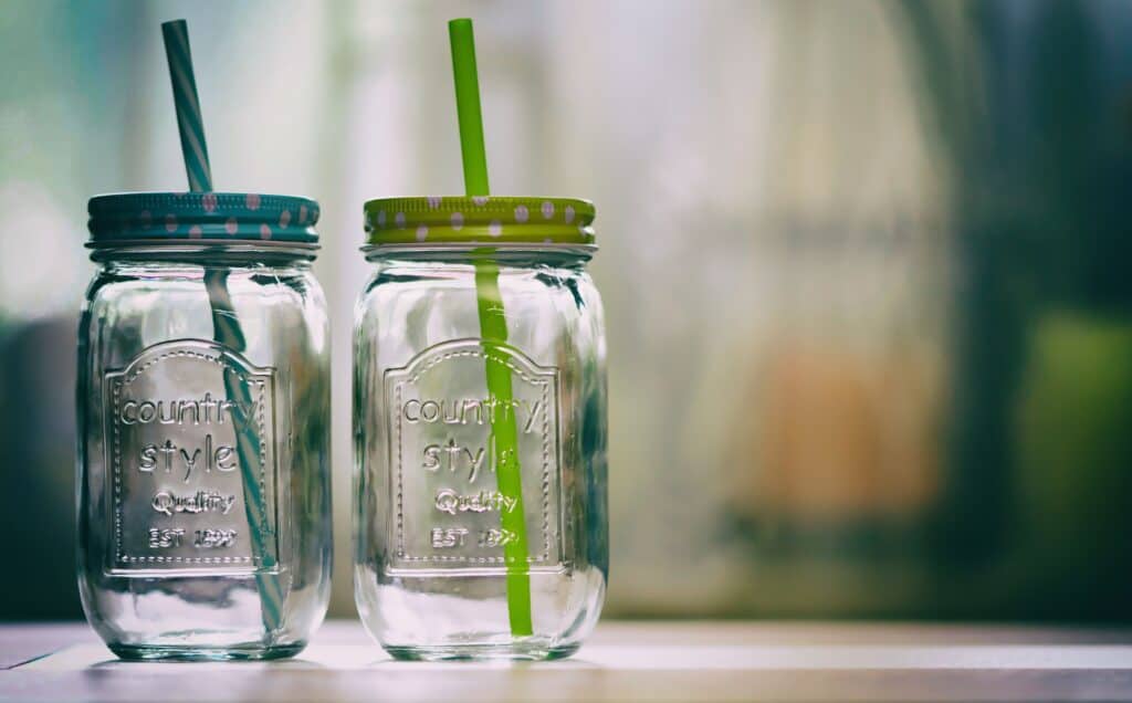 Mason jars with straws