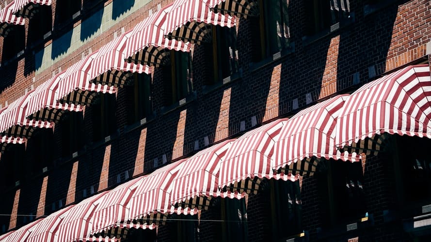 Rows of awnings fabric