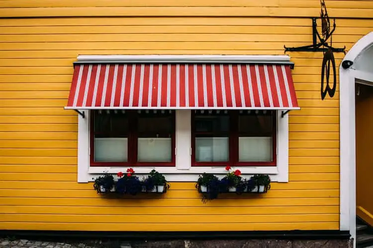 Red and white awnings fabric