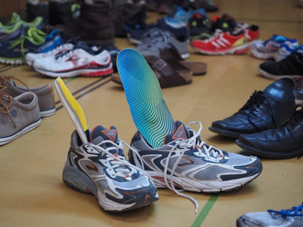 Insoles removed from rubber shoes