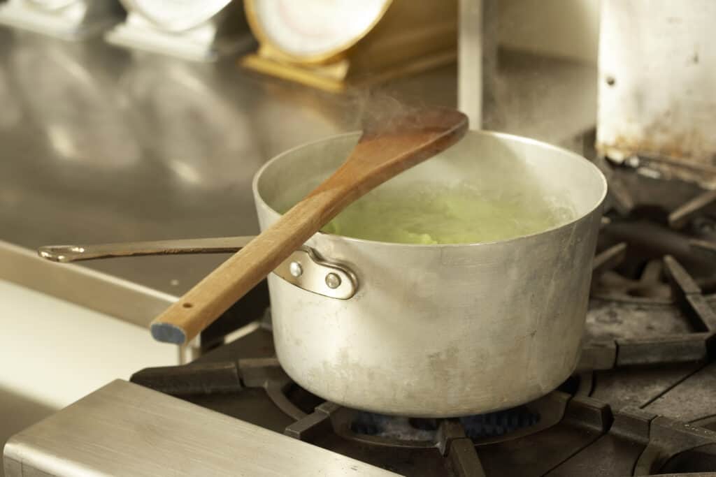 Clean zinc countertop in a restaurant