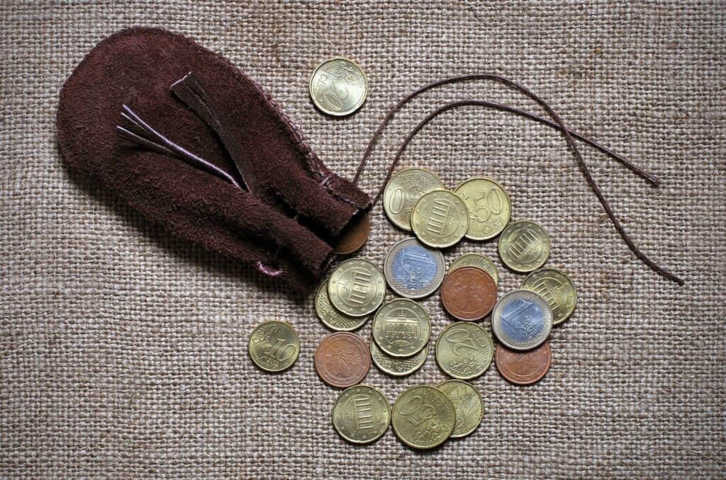 Burlap suede coin purse
