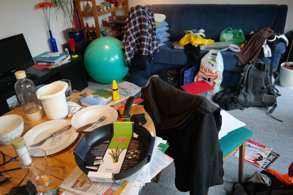 A messy cluttered room