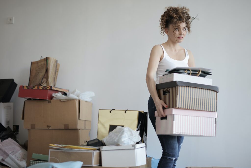 A person carrying boxes