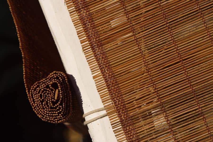 Bamboo blinds over window