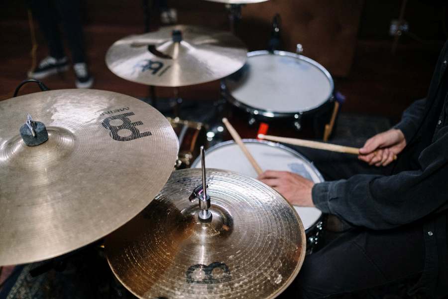 Close up of a drum set