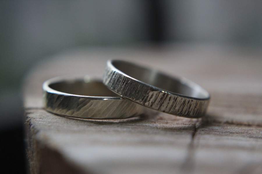 a pair of titanium rings