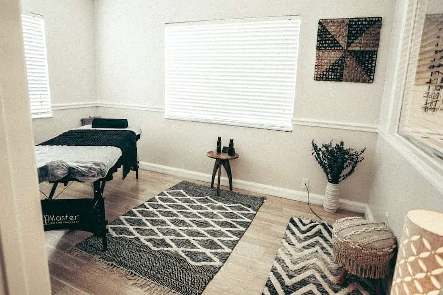 Gray and white area rug