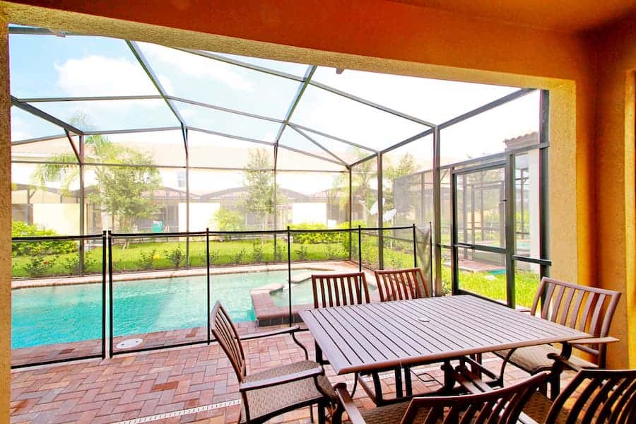 Back porch with screen and swimming pool