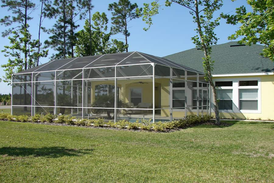 Porch with pool and garden