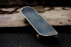 Skateboard on the gutter