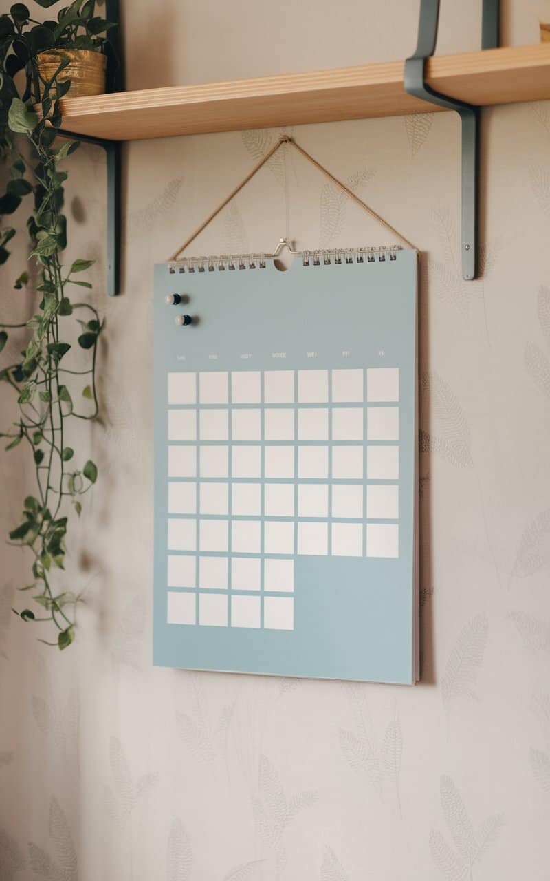 A clean calendar hanging on a wall, symbolizing organization and scheduling.