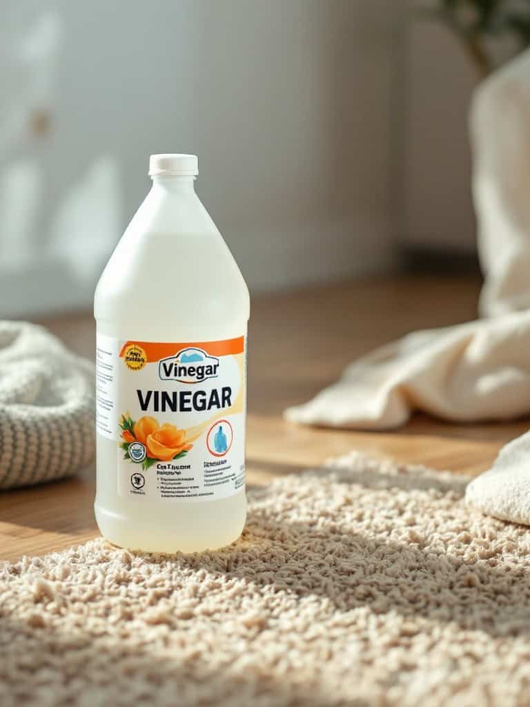 Bottle of synthetic vinegar placed on a carpet