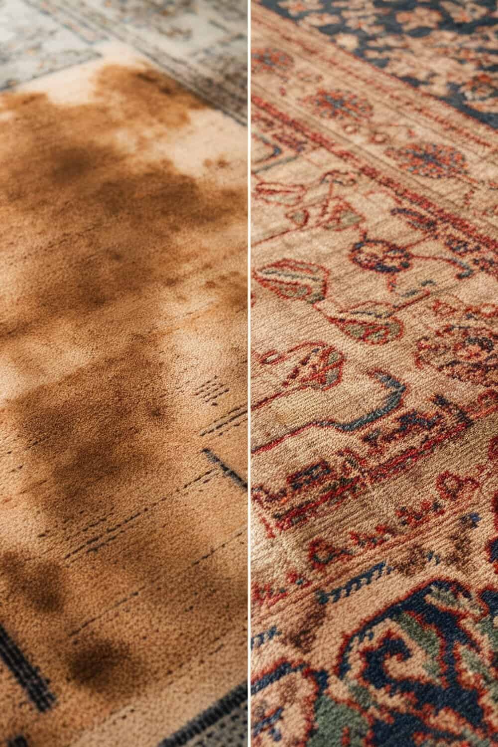 Before and after deep cleaning carpets and rugs.